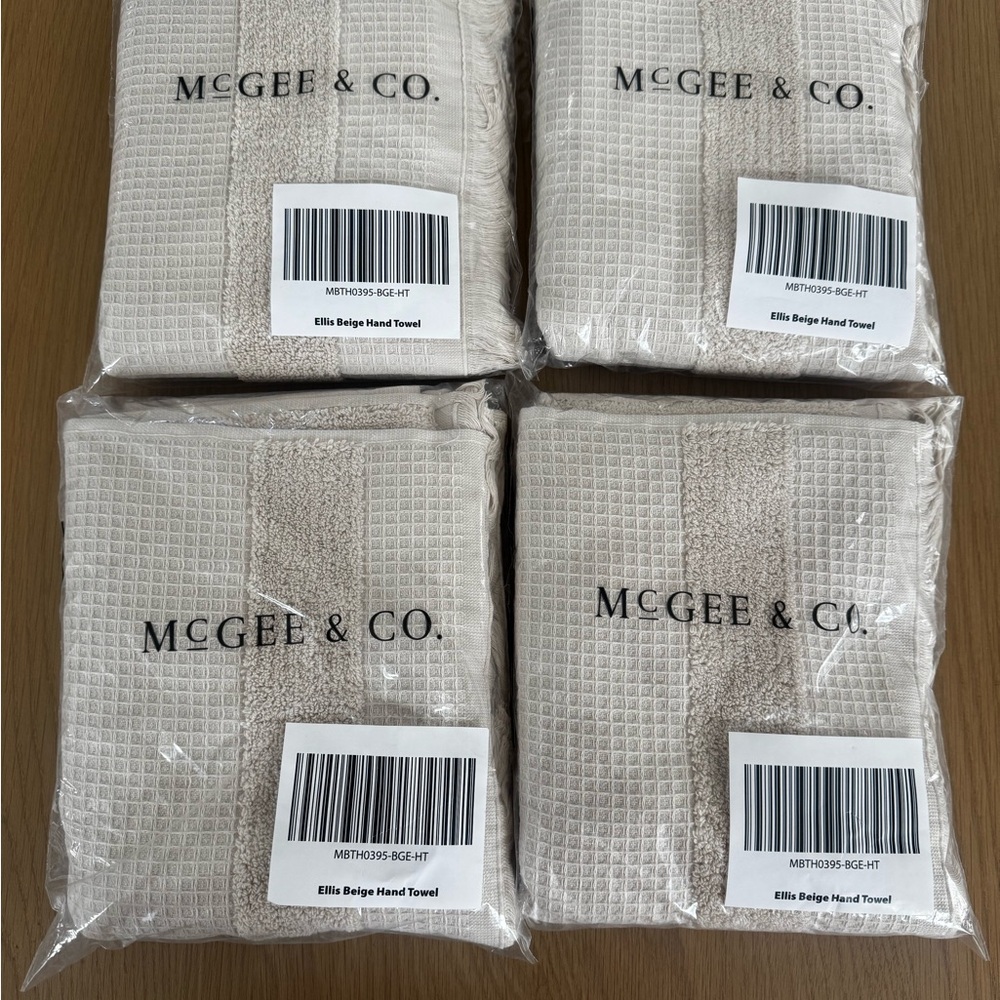 McGee & Co. Ellis Beige Waffle Hand Towels - Set of 4